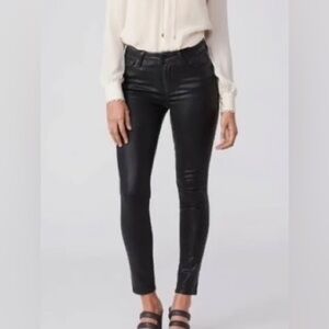Revolve PAIGE Verdugo Ankle Petite Black Fog Luxe Coating 31’W 25 L Pants Jeans